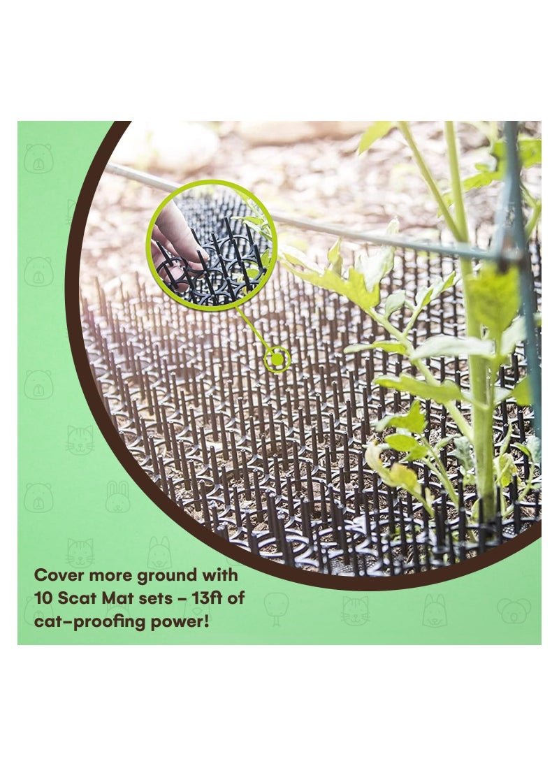SYOSI - Cat Repellent Outdoor, Cat Scat Mat (Set of 10) 16 X 13 Inch Square, Cat Deterrent Mat with 1 inch Plastic Spikes, Cat Spike Mat, Cat Scratch Deterrent 13ft Coverage, Cat Deterrent Indoor & Outdoor - Image 1