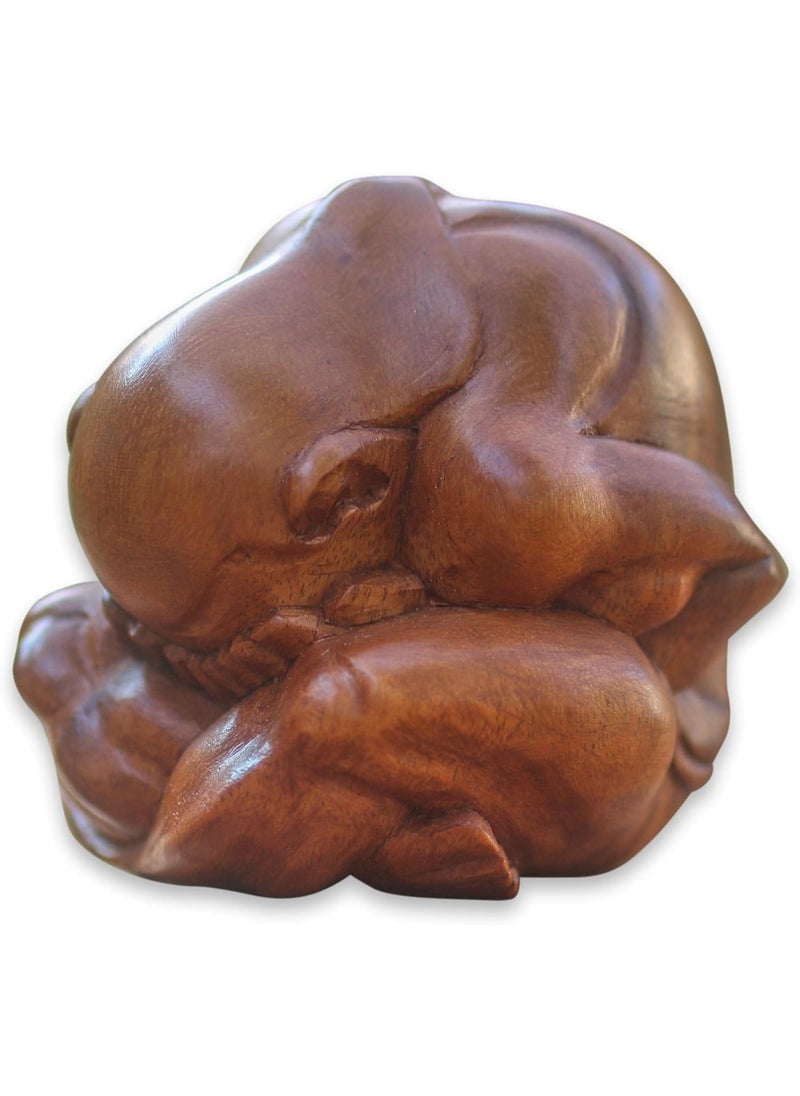 NOVICA NOVICA Brown Yoga Suar Wood Sculpture, 3.2" Tall 'Meditating Yogi' 