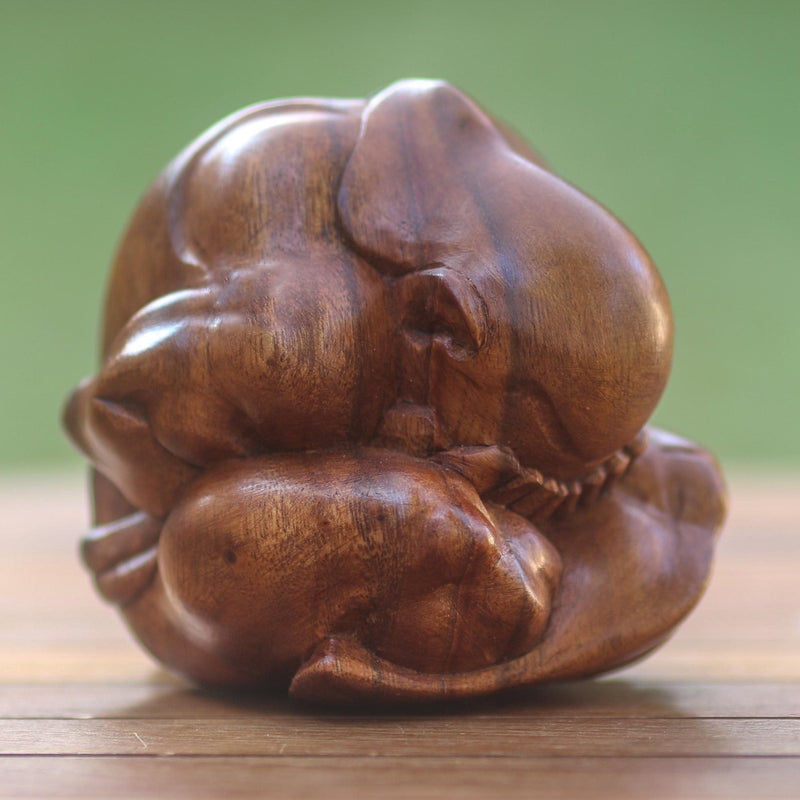 NOVICA Brown Yoga Suar Wood Sculpture, 3.2" Tall 'Meditating Yogi' - Image 2