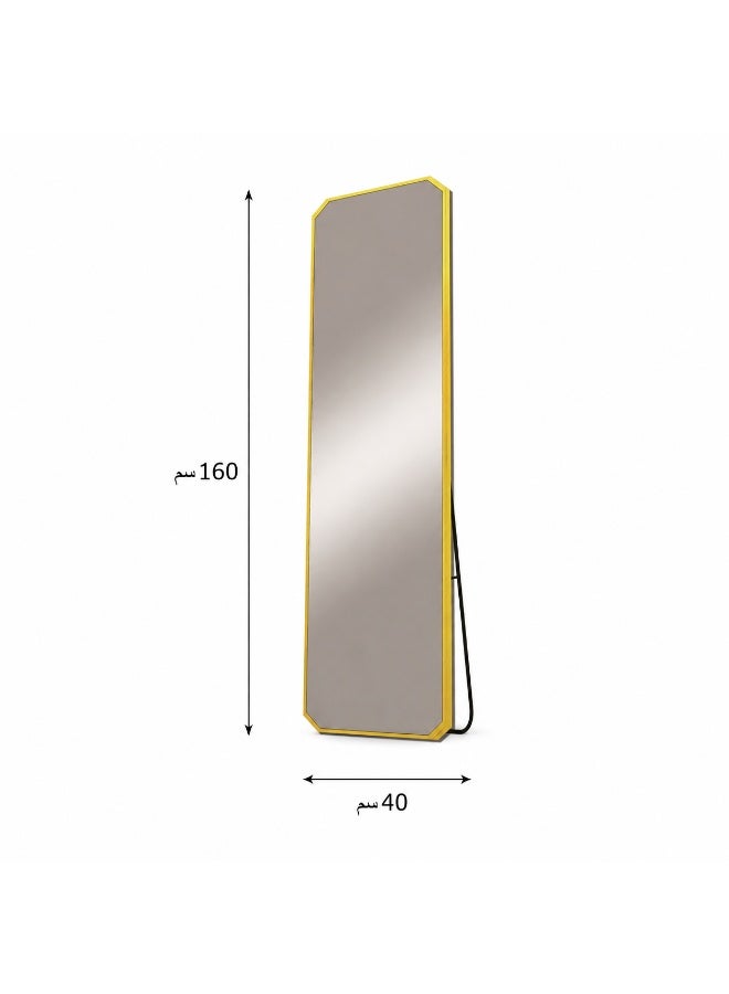 alsaada home Full-Length Free Standing Floor Mirror with Wheels & Metal Frame, 160x40 cm - Gold - Image 3