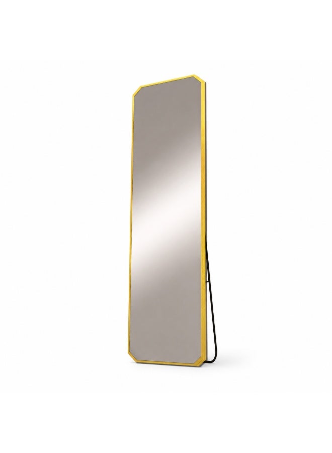 alsaada home Full-Length Free Standing Floor Mirror with Wheels & Metal Frame, 160x40 cm - Gold - Image 1