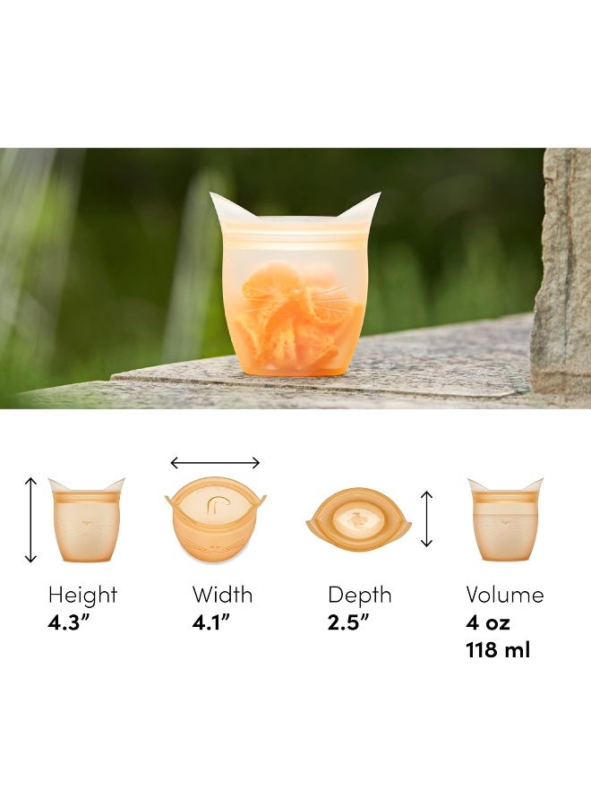 Zip Top (Cat) - 100% Platinum Silicone Baby Snack Container - Image 3