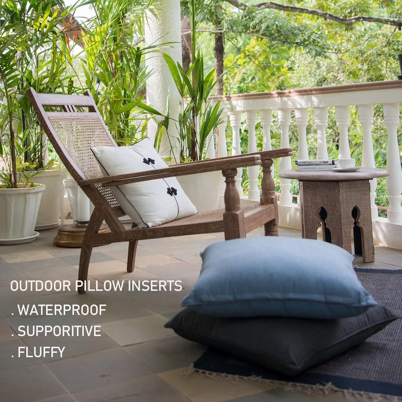 24 × 24 وسائد خارجية قابلة للرمي، مجموعة من وسادتين مربعتين مقاومتين للماء، حشوات وسائد أريكة زخرفية عالية الجودة، تشكل وسائد أريكة كبيرة بيضاء للاستخدام الداخلي. - Image 2