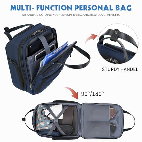 KROSER Carry On Underseat Multi-functional, 16-inch Underseater Lightweight Overnight Suitcase for Women, Navy - Image 5