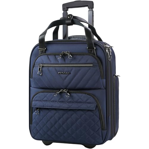 KROSER Carry On Underseat Multi-functional, 16-inch Underseater Lightweight Overnight Suitcase for Women, Navy - Image 1