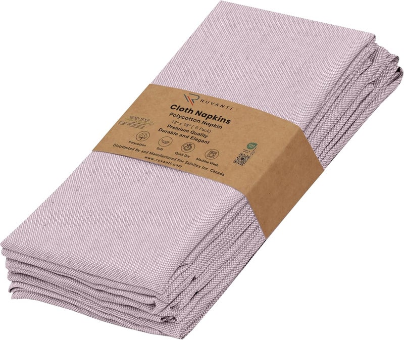Ruvanti Cloth Napkins Set of 6 18x18 Reusable Napkins Cloth Washable Soft  Durable Table Napkins Polycotton Chambray Dinner Napkins for Parties Christmas Thanksgiving Weddings  Mauve - Image 1