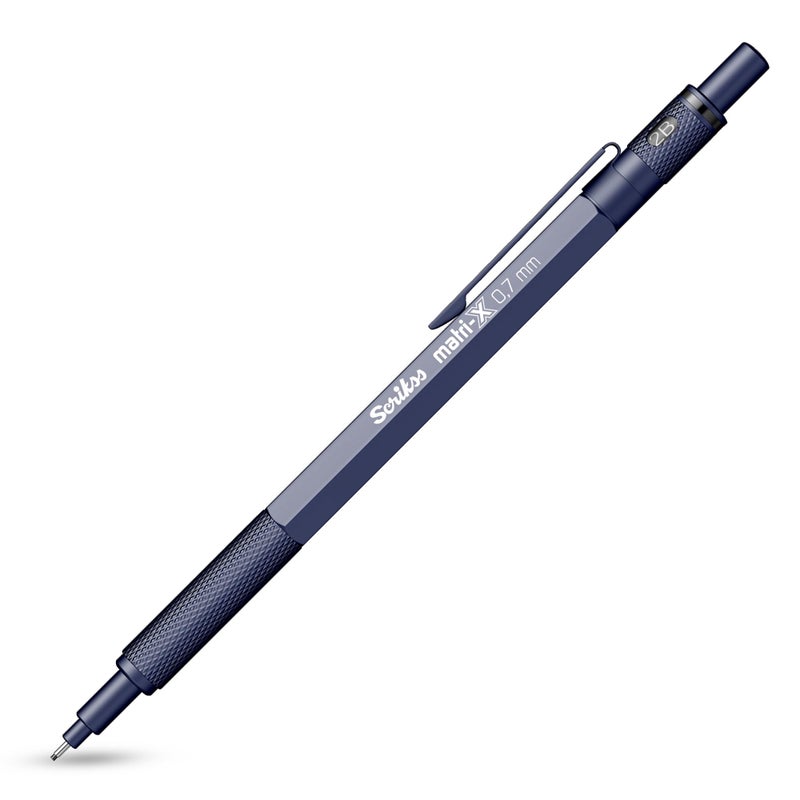 Scrikss 0.7mm Mechanical Clutch Lead Pen Pencil Dark Blue Body Matri-X Series Eraser Included - Image 1