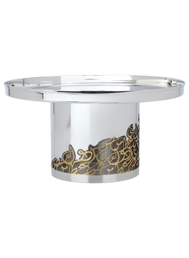 السيف  حامل تقديم الكيك من الفولاذ 30 × 30 × 16 سم مع قاعدة محفور عليها أحرف عربية باللون الفضي - Image 2