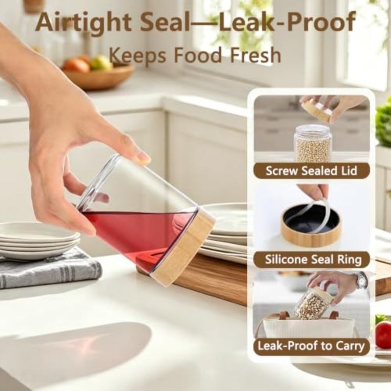 6 Pack 10 oz Airtight Leakproof Glass Jars with Bamboo Lids - Image 4