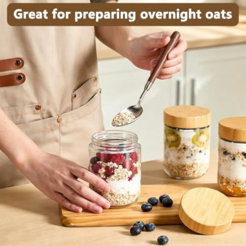 6 Pack 10 oz Airtight Leakproof Glass Jars with Bamboo Lids - Image 3