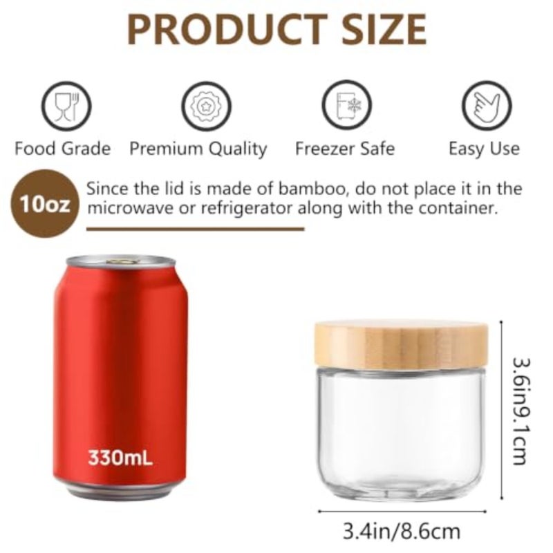6 Pack 10 oz Airtight Leakproof Glass Jars with Bamboo Lids - Image 2