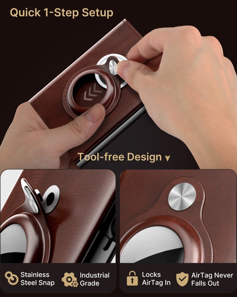 typecase Mens Wallet Card Holder for AirTag: Leather Smart Wallet for Men Compatible with Apple Air Tag, RFID Blocking, Slim, Minimalist - 9-14 Card Capacity | ID Window | Cash Slot (Brown) - Image 5