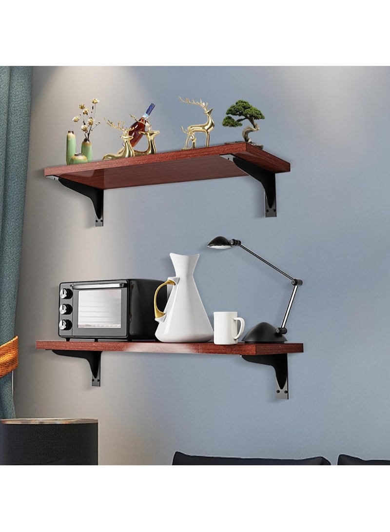 Rubik Shelf Brackets 13.5 inch - 2pcs Wall Mounted Triangle Heavy Duty Corner Brace Joint Right Angle L Bracket for DIY Table Bench Countertop - Black  - Image 2