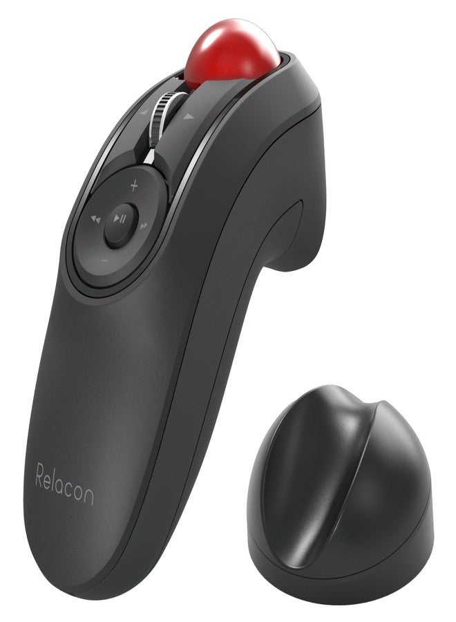 ELECOM Relacon Handheld Trackball Pointer, Ergonomic Thumb Mouse for Right or Left Hand, Bluetooth, 10 Buttons for TV, Presentation, Game, PC & MAC - Image 1