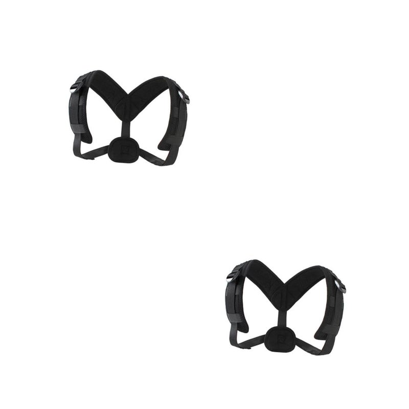 2 Pcs Adjustable Posture Brace Back Support Spine Alignment Breathable Black - Image 1