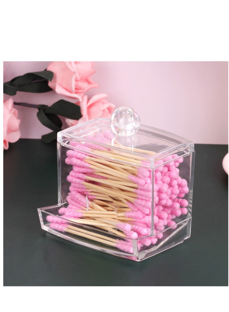 KASTWAVE Acrylic Clear Cotton Swab Holder Organizer And Swabs Storage Box With Q Tip Lid For Bathroom Vanity - Image 4
