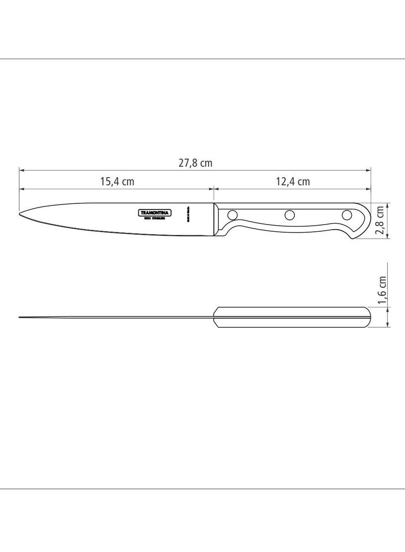 Tramontina Ultracorte 6 Inches Utility Knife with Stainless Steel Blade and Black Polypropylene Handle - Image 3