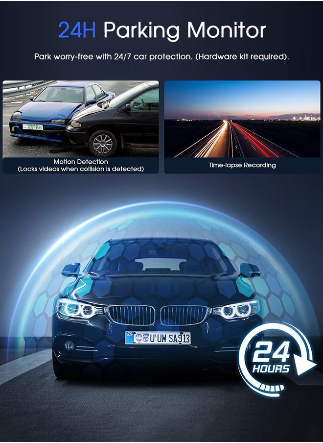 Generic 3 Channel Dash Cam, 1080P Dual Dash Camera for Cars Built-in WiFi GPS, Front, Rear & Cabin, 3" IPS Screen with APP Control Night Vision 24 Hours Parking Monitor, WDR, IR Night Vision, Parking Mode  - Image 5