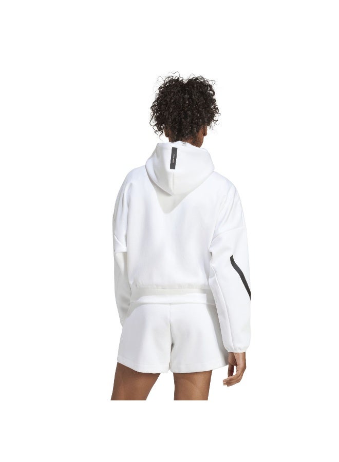 Adidas W Z.N.E. Fz White Training Track Tops For Women XS  - Image 4