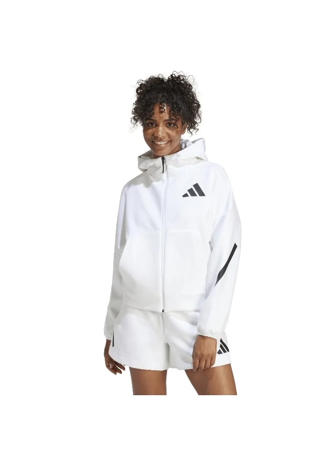 Adidas Adidas W Z.N.E. Fz White Training Track Tops For Women XS