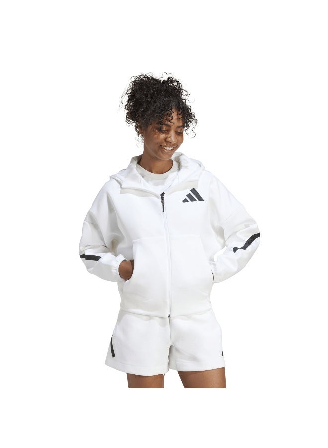 Adidas W Z.N.E. Fz White Training Track Tops For Women XS  - Image 5