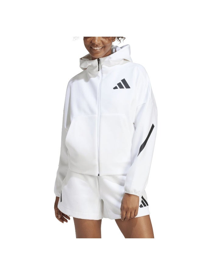 Adidas W Z.N.E. Fz White Training Track Tops For Women XS  - Image 3