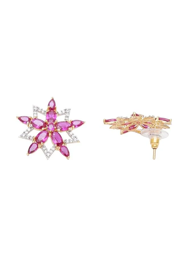 فويلا Sparkling Pink CZ Studded Floral Motif Mangalsutra Set