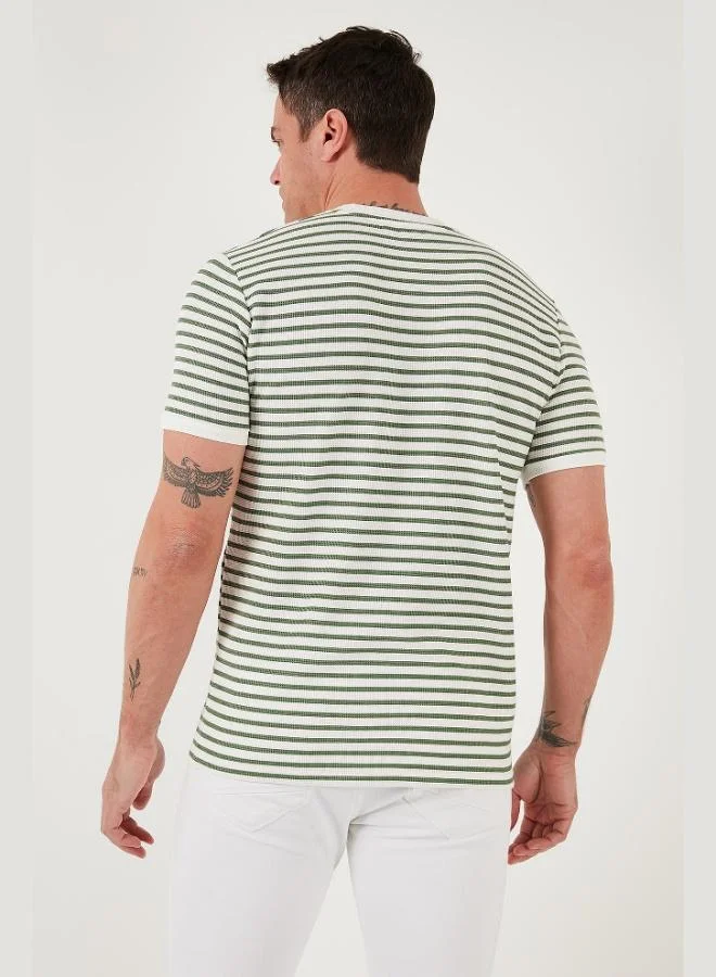 Buratti  Buratti Cotton Striped Regular Fit Crew Neck T-Shirt Men's T-Shirt 5903005 for Men | Best Price UAE