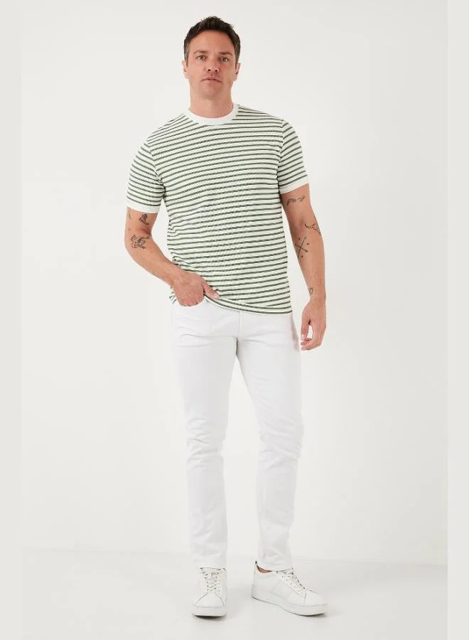 Buratti  Buratti Cotton Striped Regular Fit Crew Neck T-Shirt Men's T-Shirt 5903005 for Men | Best Price UAE