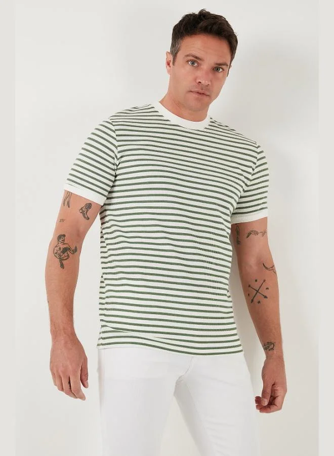 Buratti  Buratti Cotton Striped Regular Fit Crew Neck T-Shirt Men's T-Shirt 5903005 for Men | Best Price UAE