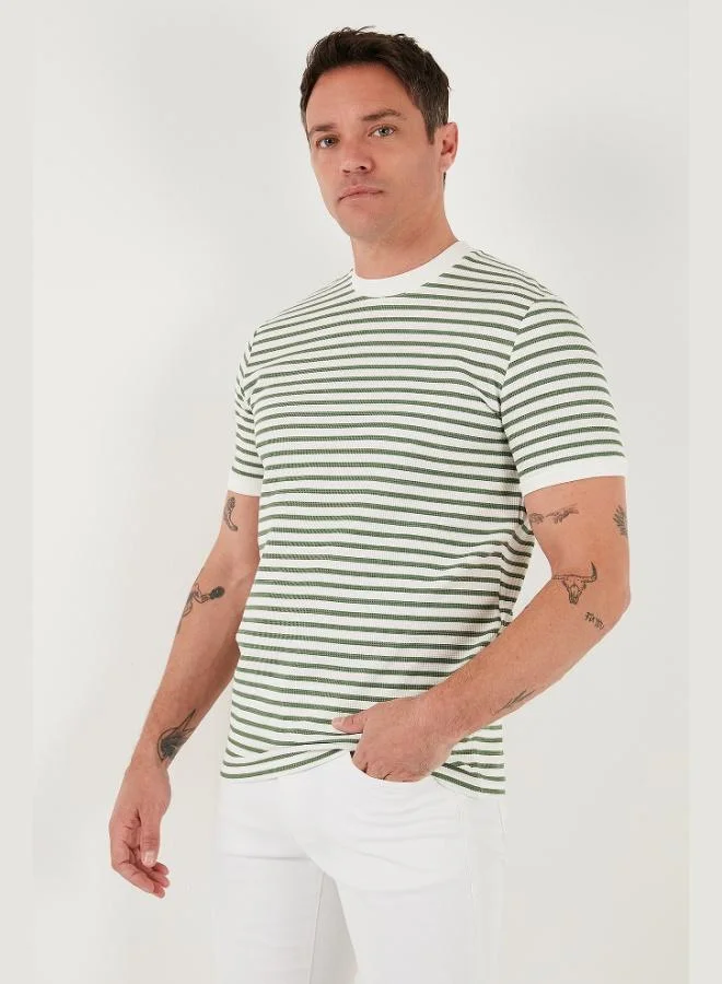 Buratti  Buratti Cotton Striped Regular Fit Crew Neck T-Shirt Men's T-Shirt 5903005 for Men | Best Price UAE