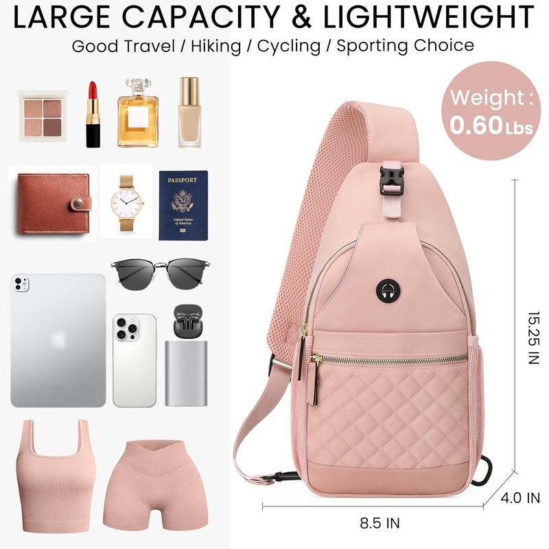 Vankor Large Crossbody Purses Bags for Women Men Travel, Chest Sling Bag Women Casual Cross Body Bag for Woman Sling Backpack PInk - Image 2