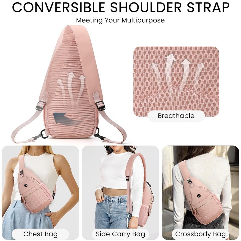 Vankor Large Crossbody Purses Bags for Women Men Travel, Chest Sling Bag Women Casual Cross Body Bag for Woman Sling Backpack PInk - Image 4