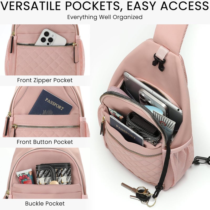 Vankor Large Crossbody Purses Bags for Women Men Travel, Chest Sling Bag Women Casual Cross Body Bag for Woman Sling Backpack PInk - Image 5