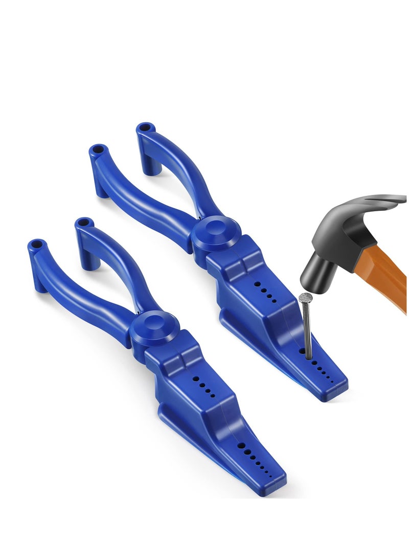 واي آند دي Nail Holder for Hammering, Plastic Pliers, Home Tool Auxiliary Pliers Easy to Position Nails Screws, Finger Protective Guide More Safety Anti-smashing Slip Joint Pliers(Blue 2 Pcs)  - Image 1