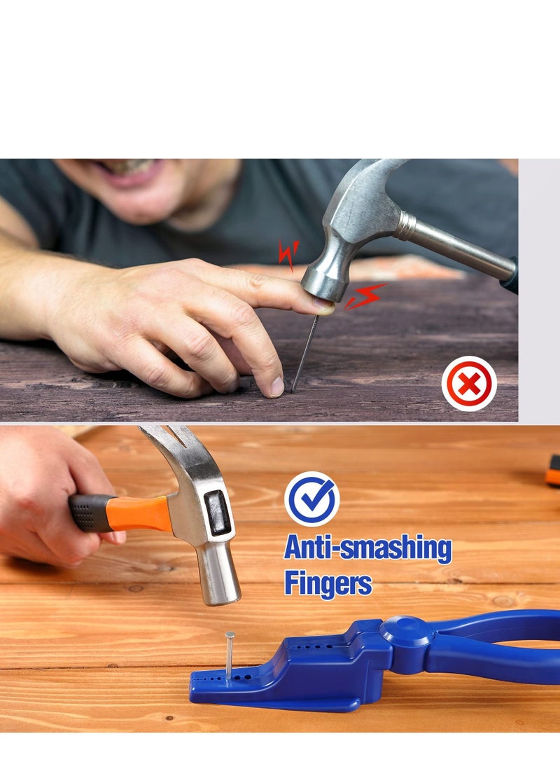 واي آند دي Nail Holder for Hammering, Plastic Pliers, Home Tool Auxiliary Pliers Easy to Position Nails Screws, Finger Protective Guide More Safety Anti-smashing Slip Joint Pliers(Blue 2 Pcs)  - Image 3
