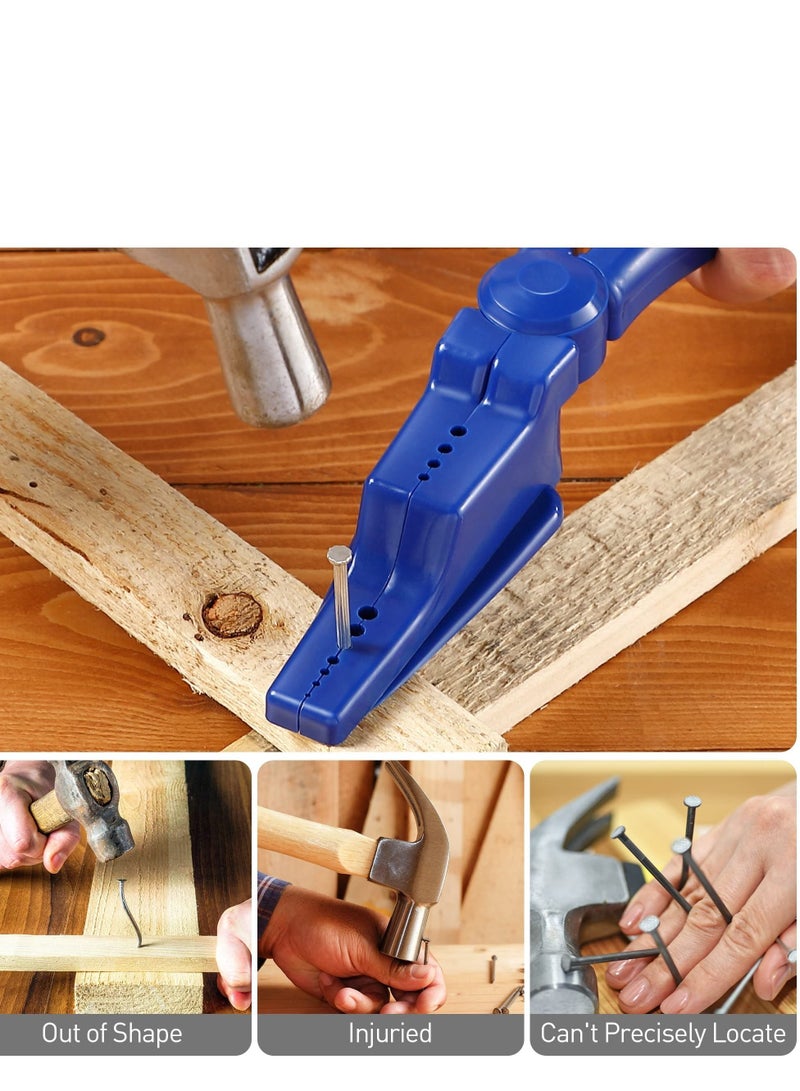 واي آند دي Nail Holder for Hammering, Plastic Pliers, Home Tool Auxiliary Pliers Easy to Position Nails Screws, Finger Protective Guide More Safety Anti-smashing Slip Joint Pliers(Blue 2 Pcs)  - Image 4