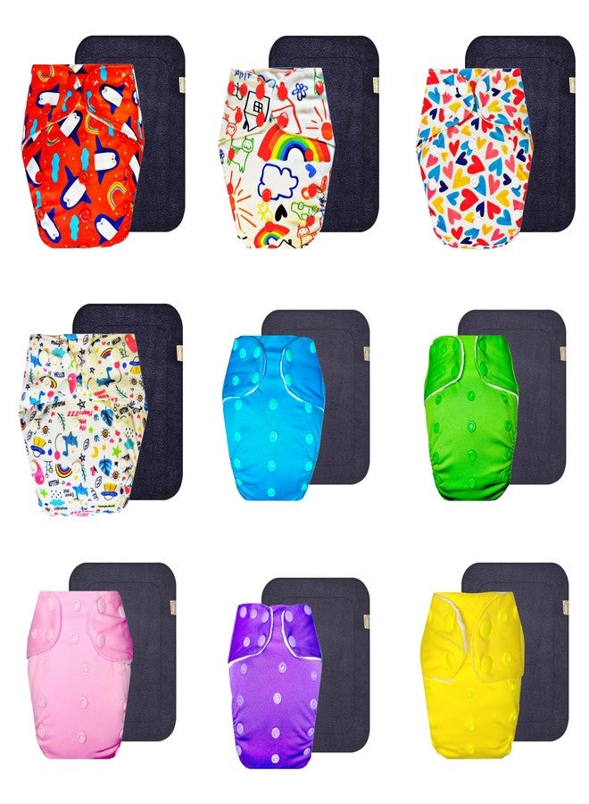 حفاضات قماشية فاخرة من دمبلدو مع حشوة رمادية (عبوة من 9) | مضادة للحساسية | قابلة لإعادة الاستخدام والغسل | سهلة التنظيف | ضرورية للاستخدام اليومي | من 3 أشهر إلى 3 سنوات | مناسبة للجنسين - Image 1