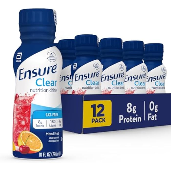 Ensure Clear Mixed Fruit Nutritional Drink | 8g Protein, 15 Vitamins & Minerals | Fat-Free | Ready to-Drink | Refreshing Taste | 10 fl oz, 12 Pack - Image 1