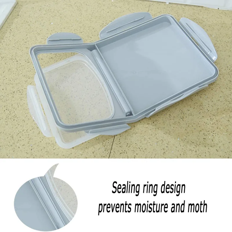 Casa Quesera Grain Rice Storage Bin Food Containers Set Leak Proof Locking Lid, Large Storage Boxes Plastic Cereal Pet Food 15kg(18L), Grey,2packs