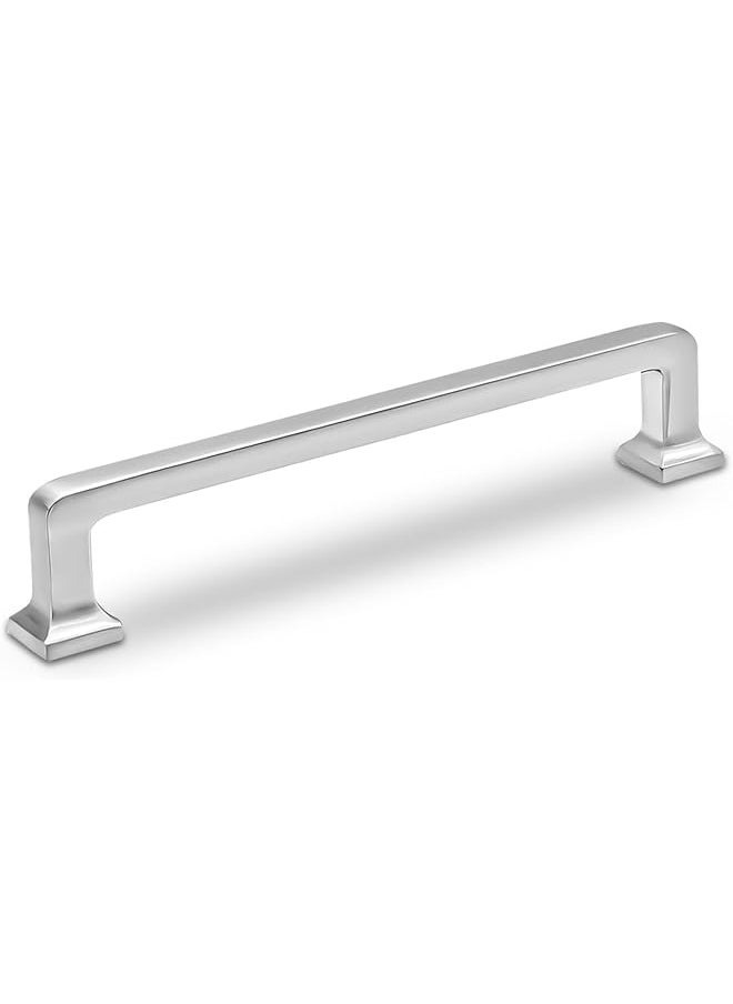 PROMASS promass 6 Pack 6-1/4 inch Brushed Satin Nickel Kitchen Square Cabinet Handles Cabinet Pulls Drawer Pulls Kitchen Cabinet Hardware Kitchen Handles for Cabinets Cupboard Drawer Handles  - Image 1