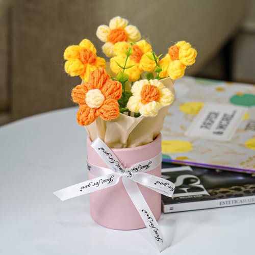 Ekhasa Nostrae by Ekhasa Yellow Cherry Blossom Crochet Flowers Bouquet (Small Size)| Knitted Flowers For Gifting | Woolen Bouquet Perfect For Crochet Gifts | Handmade Bouquets Gift - Image 1