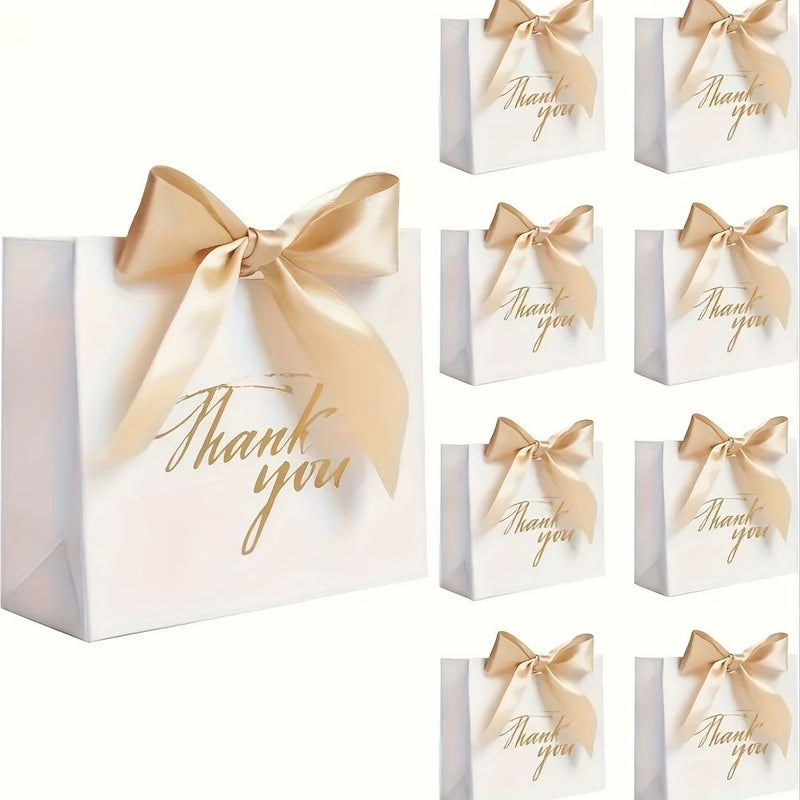 20pcs Mini Gift Bags Set with Golden Ribbon Blank Party Favor Cardstock Boxes - Image 1