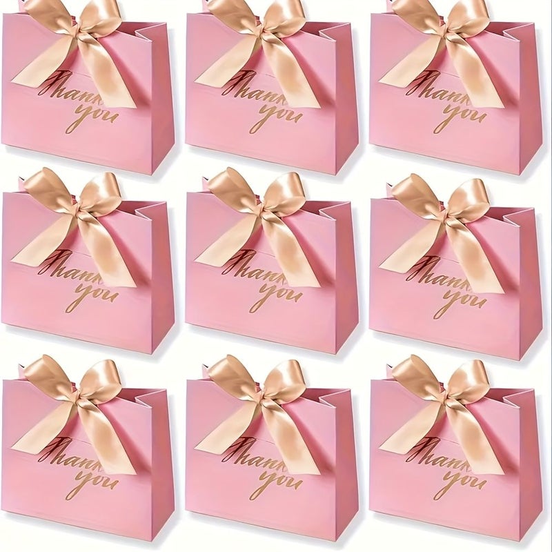 20pcs Mini Gift Bags Set with Golden Ribbon Blank Party Favor Cardstock Boxes - Image 4