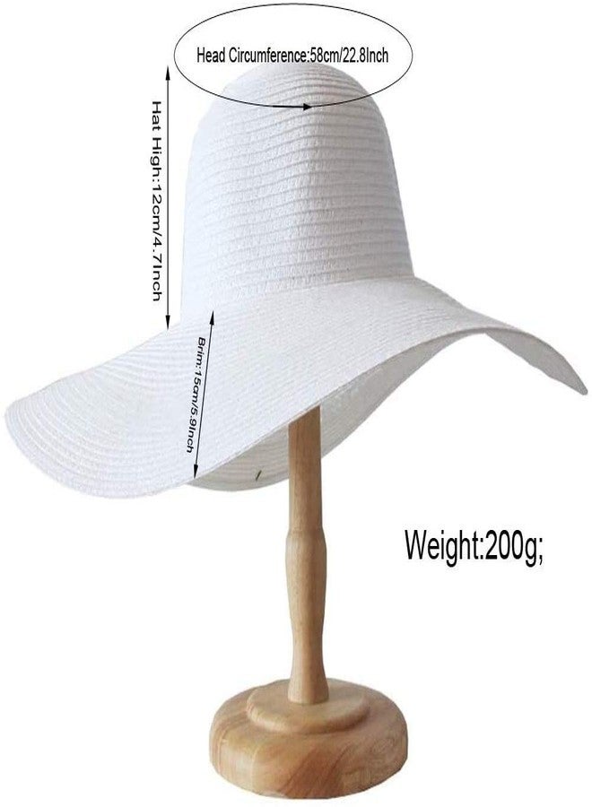 NaRaMax 1PCS Womens Wide Brim Sun Hat Summer Hat Straw Cap for Prevent Sun Rays(White) - Image 2