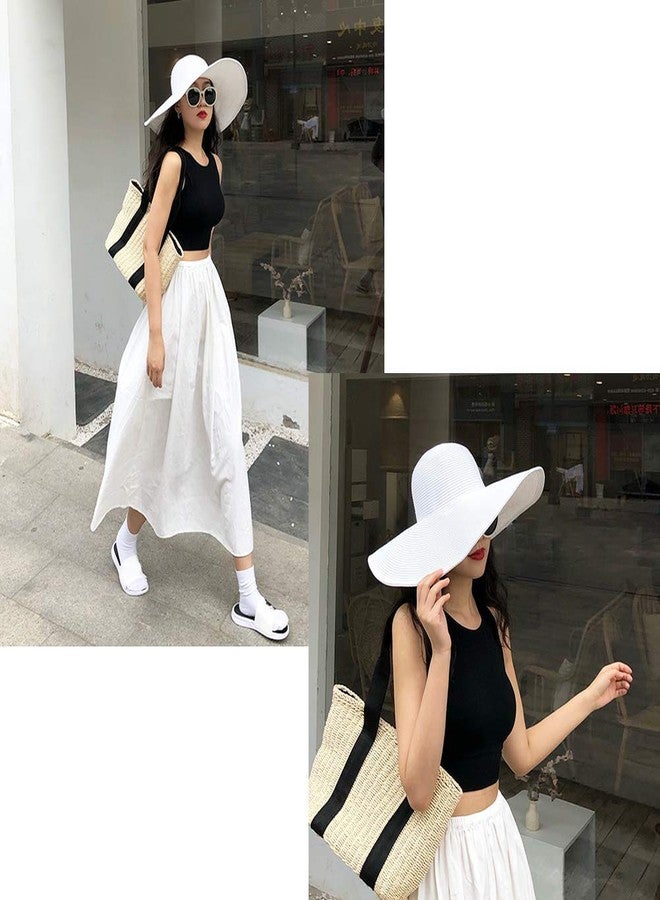 NaRaMax 1PCS Womens Wide Brim Sun Hat Summer Hat Straw Cap for Prevent Sun Rays(White) - Image 5