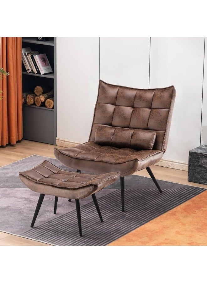 Modern Tufted Accent Chair with Ottoman - Image 1