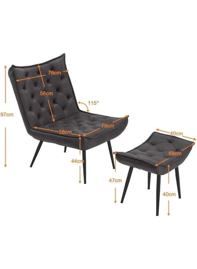 Modern Tufted Accent Chair with Ottoman - Image 3