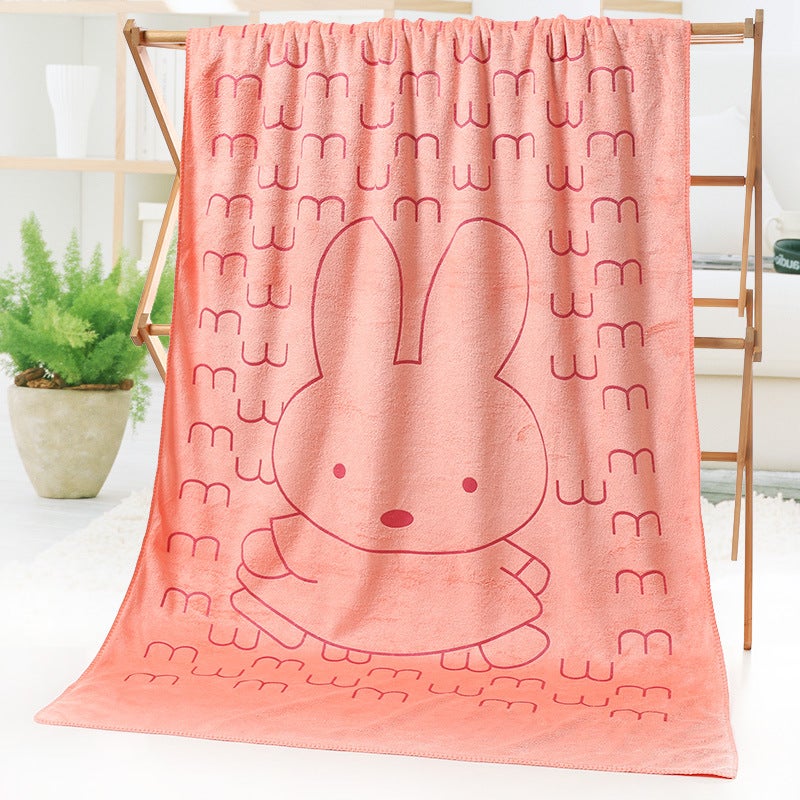 general Kids Microfiber Bath Towel, Cartoon Rabbit Print Beach Towel for Children Swimming and Shower - Image 1