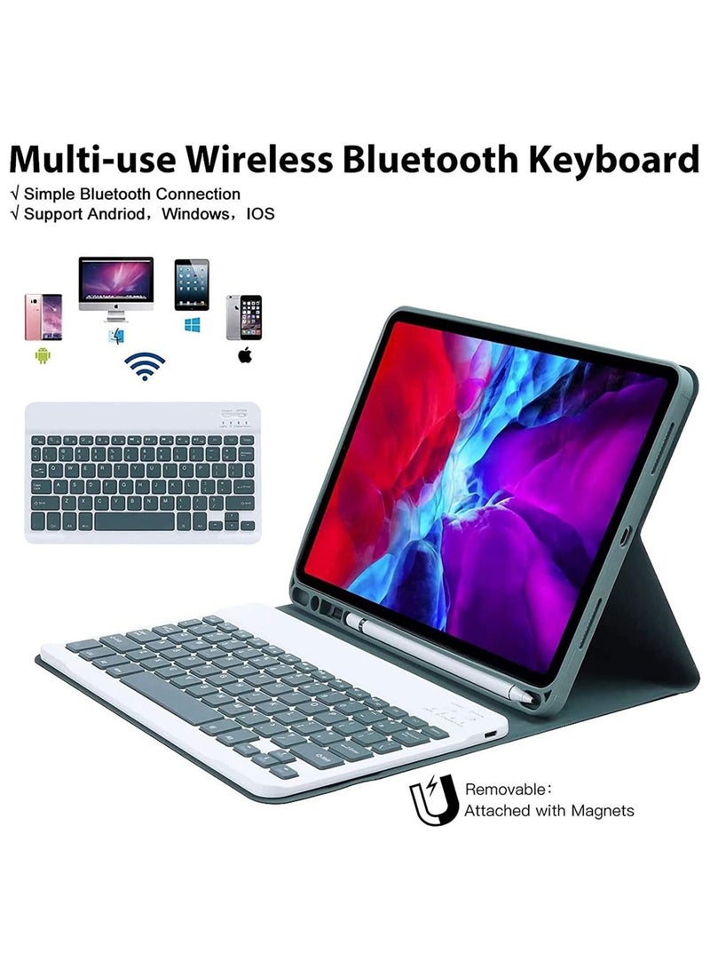 Bilingual Keyboard Case for iPad Air 5th Gen 2022/iPad Air 4th Gen 2020 10.9 Inch/iPad Pro 11 inch(2022/2021/2020/2018)/iPad Air 6th Gen 11 inch  M2 2024/iPad Air 7th Gen 11 inch M3 2025, Detachable Wireless Keyboard Pencil Holder Slim Leather Smart Cover with Mouse - Image 2